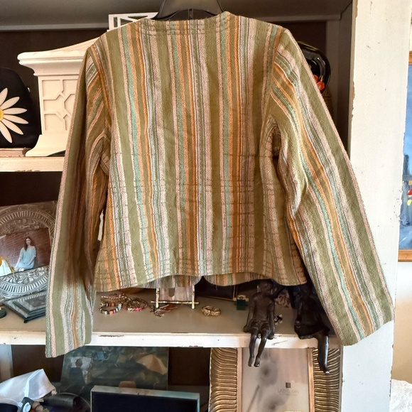 Free People M Medium Zandi woven quilted boxy cropped jacket multi stripe nwt - Picture 8 of 8